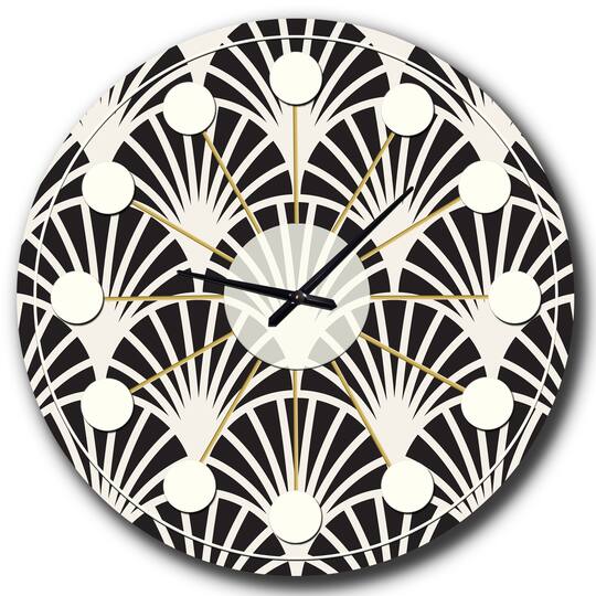 Designart 'Retro Art Deco Waves I Mid-Century Modern Wall Clock